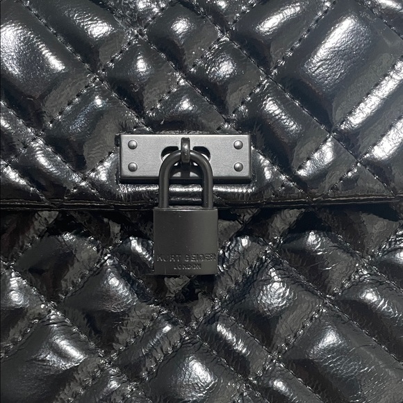 Kurt Geiger London Brixton Quilted Black Brixton Patent Leather Crossbody Bag - Picture 2 of 11